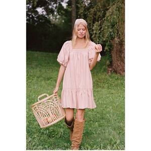 Anthropologie- Magali Pascal Puff-Sleeved Tunic Dress Size S Boho Romantic